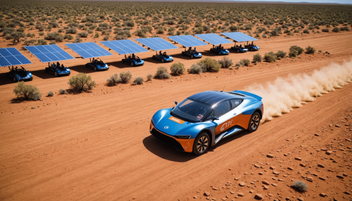suivez la course passionnante de voitures solaires à travers l'australie, avec les équipes néerlandaises rivalisant de près dans cette compétition innovante et écologique.